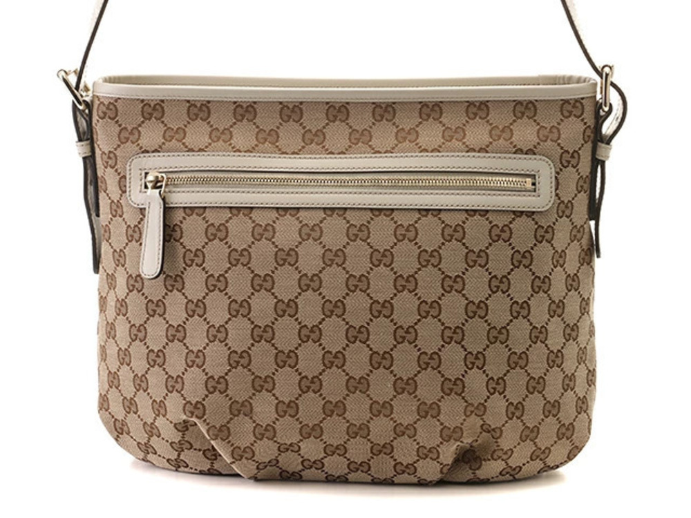 Gucci GG Hobo Bag Beige Cream Ivory White Canvas Leather